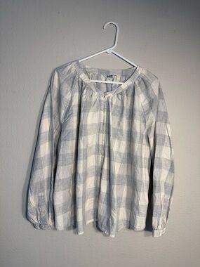 Duluth Trading Co 100% Organic Cotton Printmaker Lightweight Shirt XL gray/white